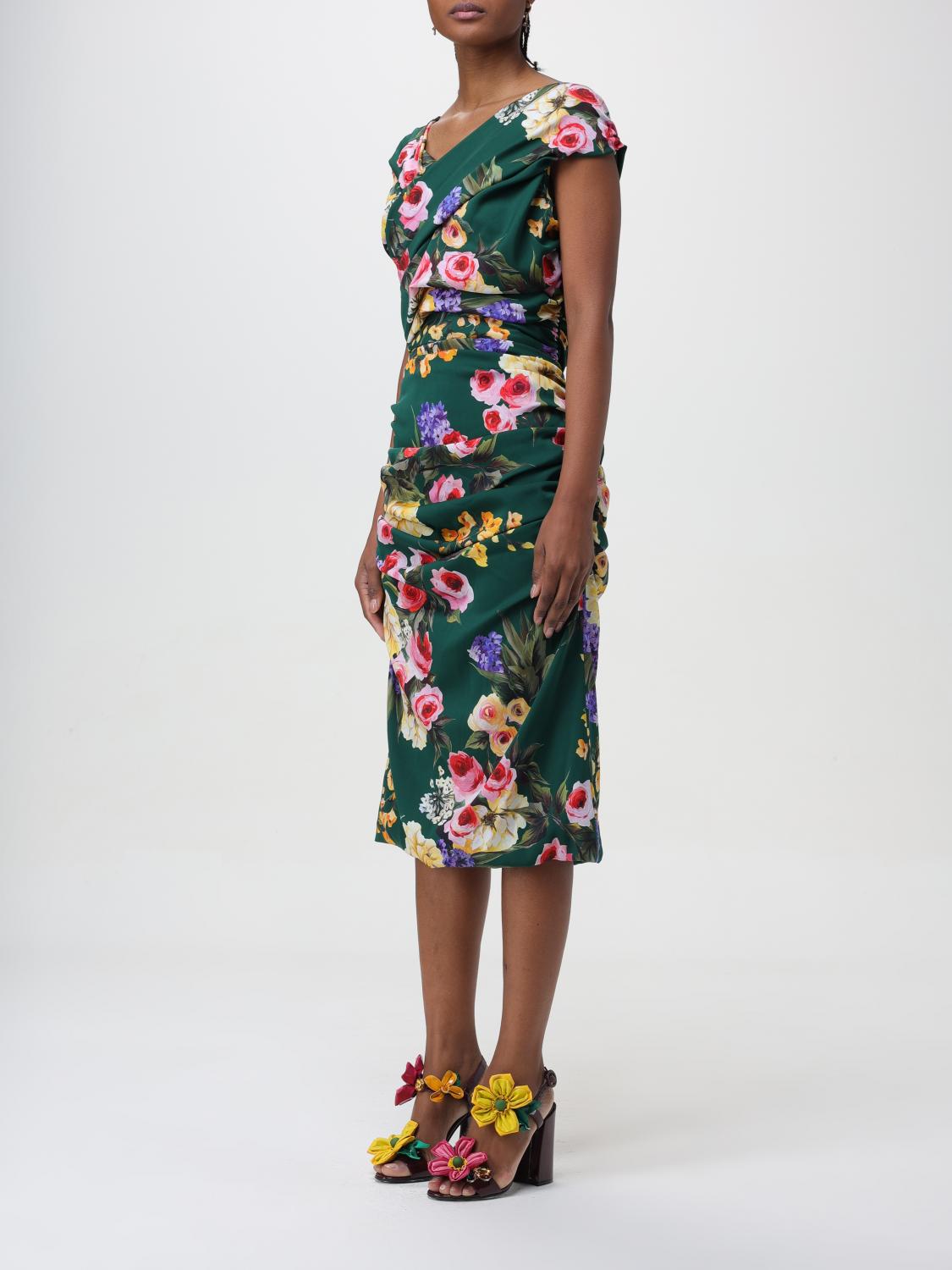 dolce gabbana green dress Dolce & Gabbana Bustier Midi Dress in Green