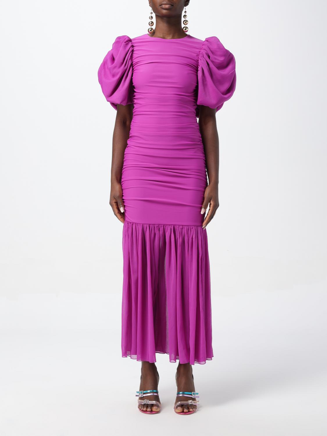 rotate purple dress Crepe Mini Gathered Dress Purple