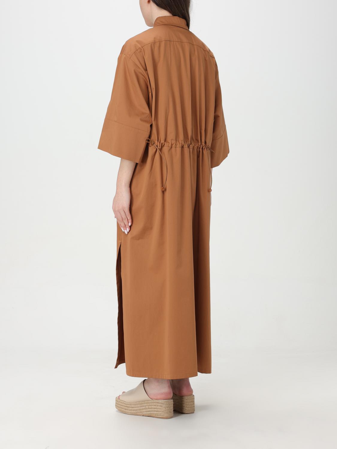 MAX MARA ABITO: Abito Max Mara in cotone e seta, Marrone - Img 2