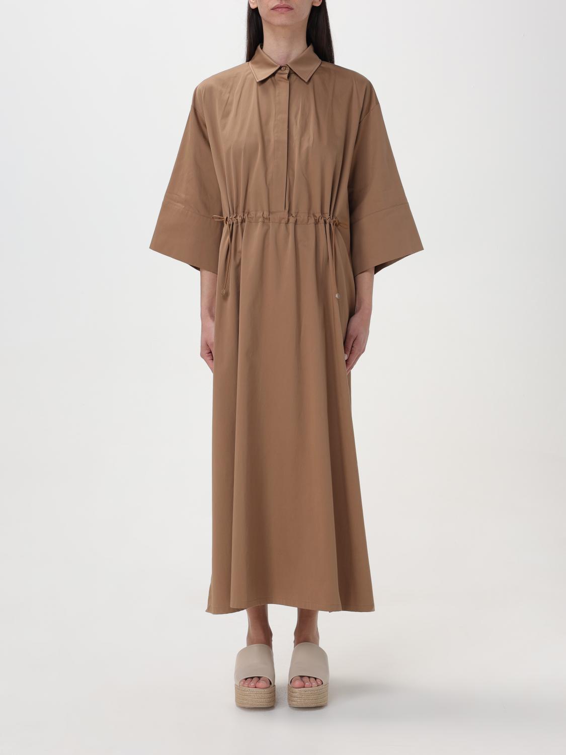 MAX MARA ABITO: Abito Max Mara in cotone e seta, Tortora - Img 1
