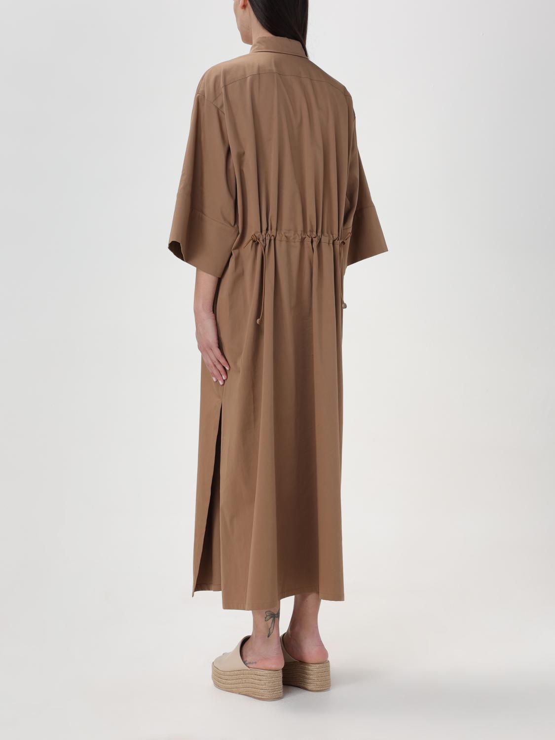MAX MARA ABITO: Abito Max Mara in cotone e seta, Tortora - Img 2
