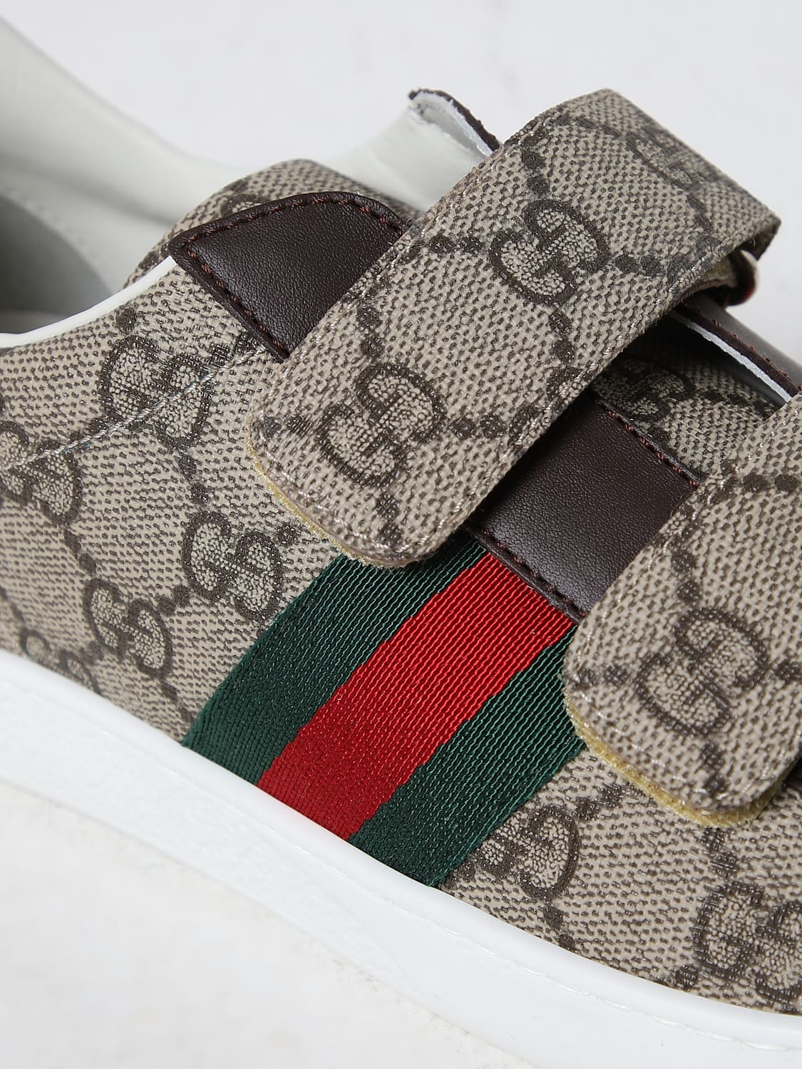 GUCCI BASKETS: Chaussures enfant Gucci, Marron - Img 4