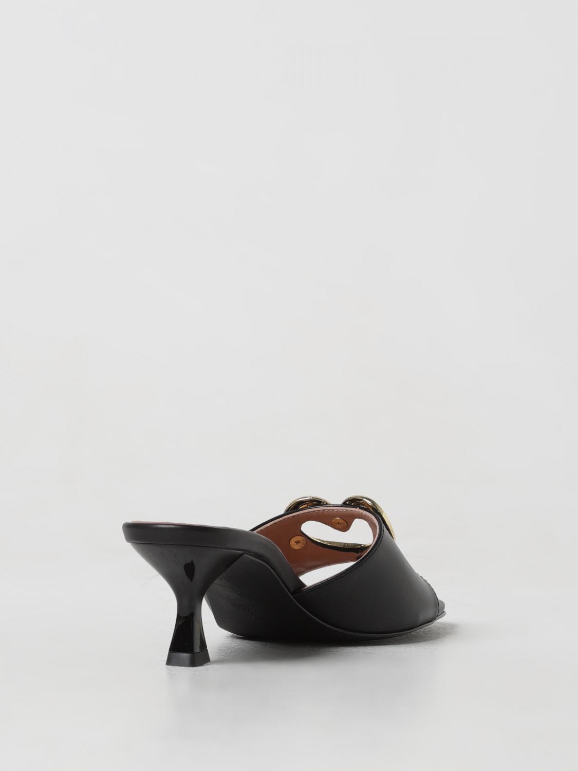 Love Moschino Damen Pumps Mit Blockabsatz – Aus Schafsleder, Mit Schnalle, Schwarz