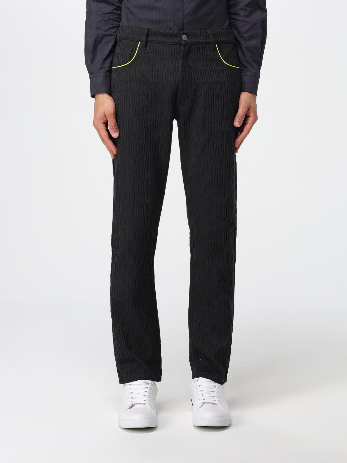 MOSCHINO COUTURE JEANS: Jeans Moschino Couture in denim con motivo logo, Nero - Img 1