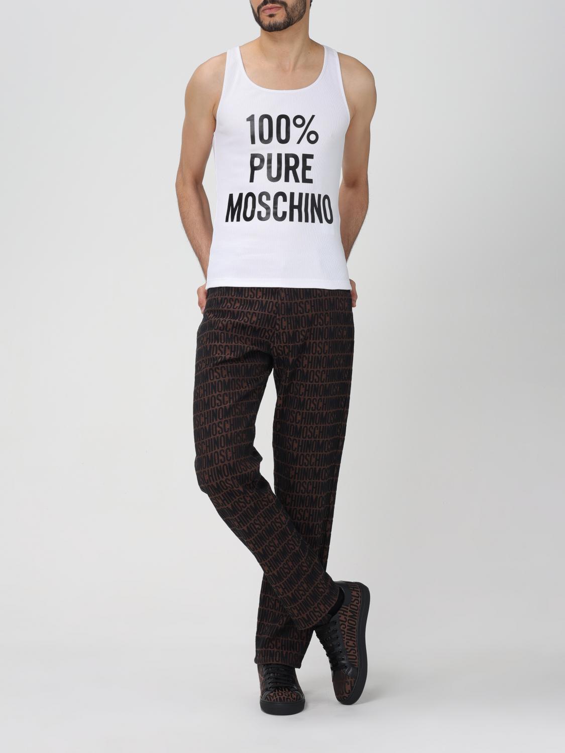 MOSCHINO COUTURE JEANS: Moschino Couture Denim Jeans with Logo Pattern, Brown - Img 2