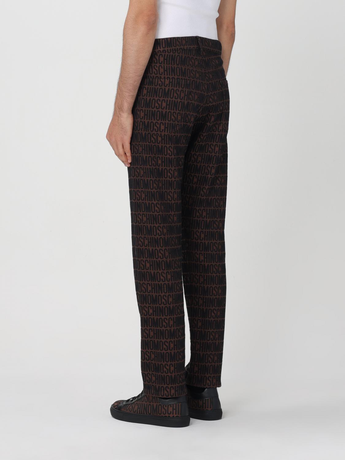 MOSCHINO COUTURE JEANS: Moschino Couture Denim Jeans with Logo Pattern, Brown - Img 3