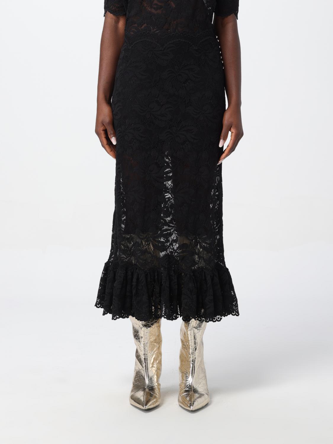 RABANNE GONNA: Gonna Rabanne in pizzo , Nero - Img 1