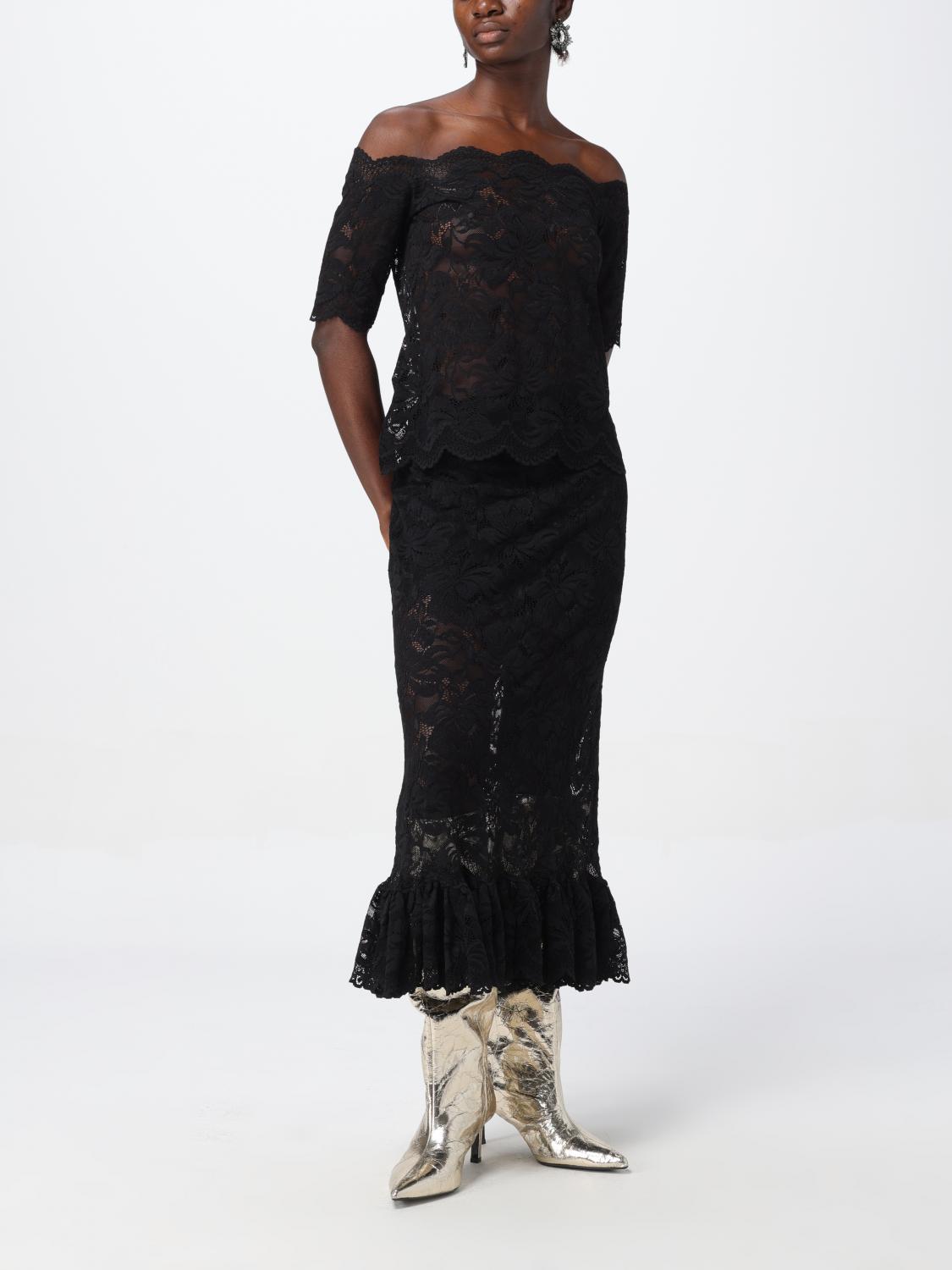 RABANNE GONNA: Gonna Rabanne in pizzo , Nero - Img 2