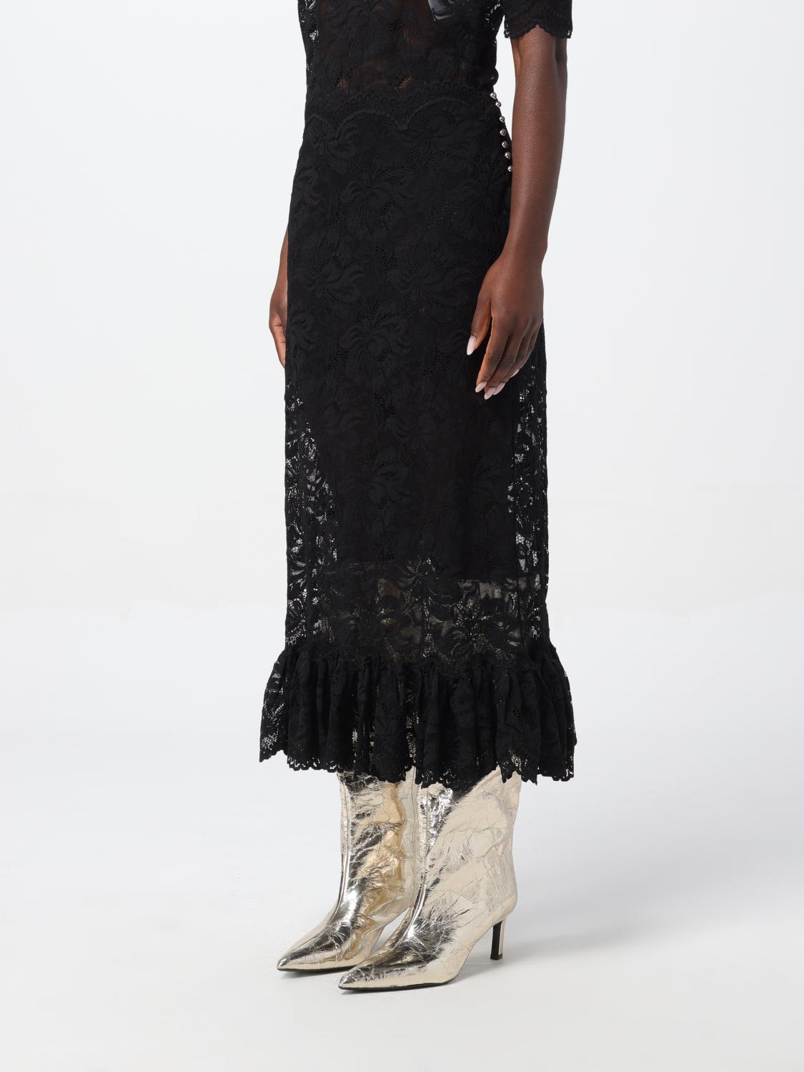RABANNE GONNA: Gonna Rabanne in pizzo , Nero - Img 4