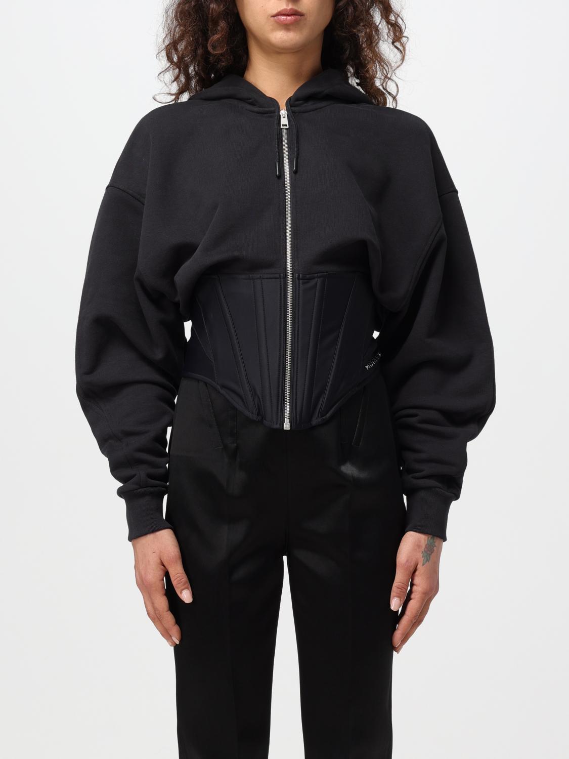 MUGLER FELPA: Felpa con corsetto Mugler in misto cotone , Nero - Img 1
