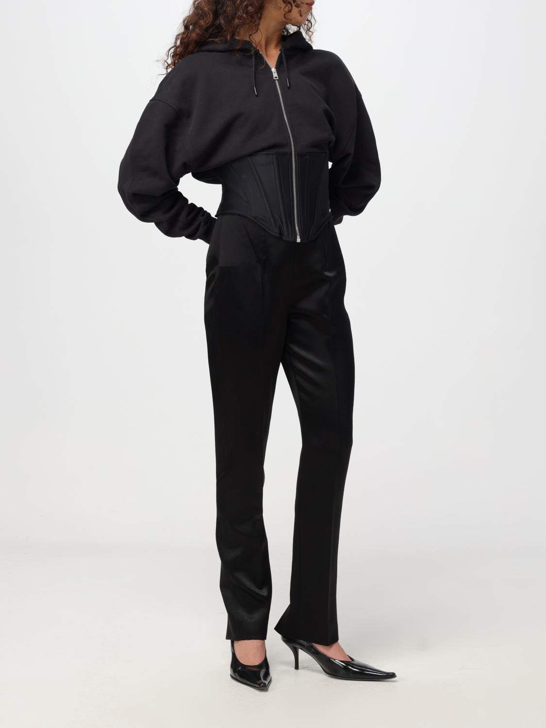 MUGLER FELPA: Felpa con corsetto Mugler in misto cotone , Nero - Img 2
