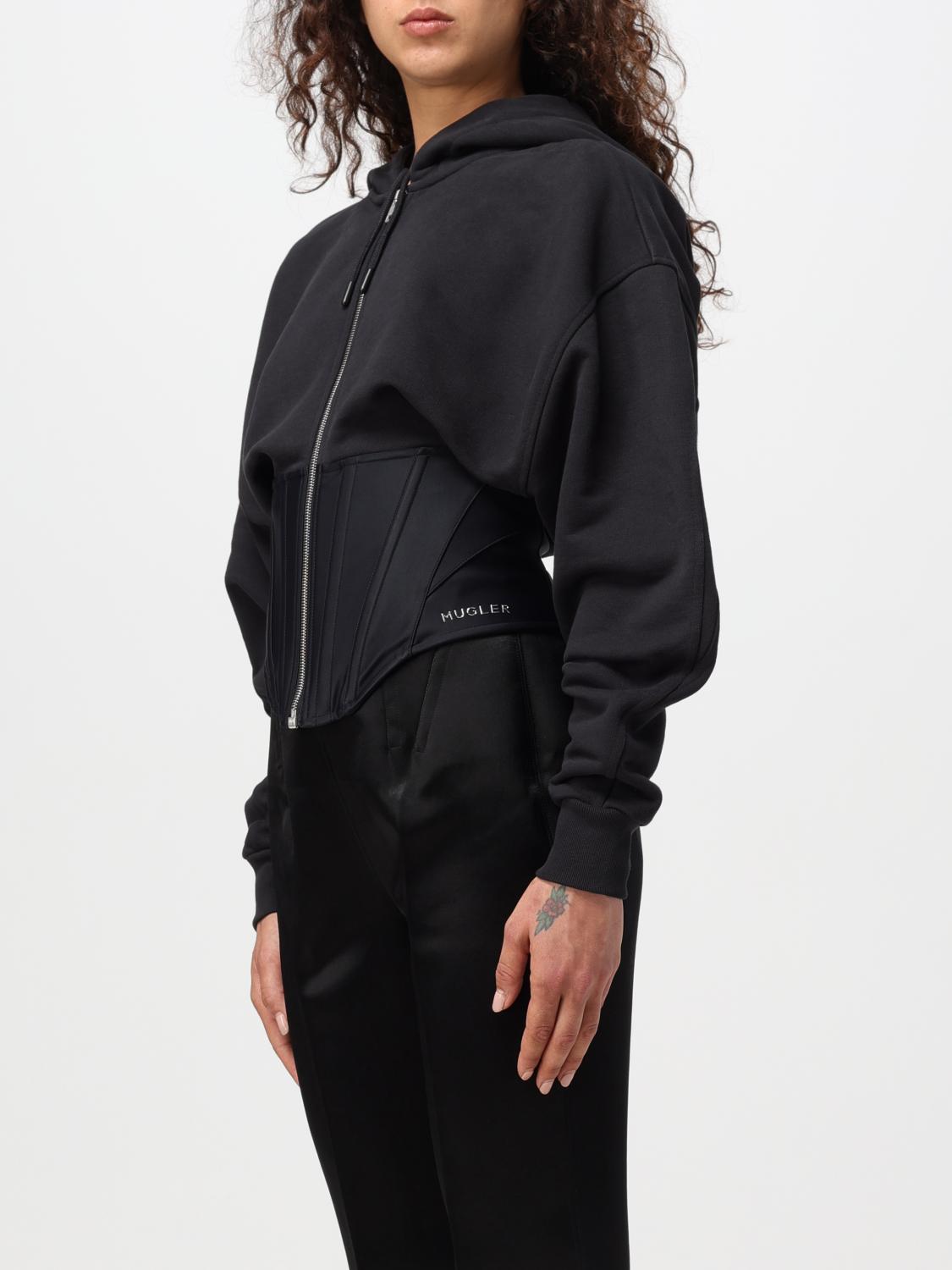 MUGLER FELPA: Felpa con corsetto Mugler in misto cotone , Nero - Img 4