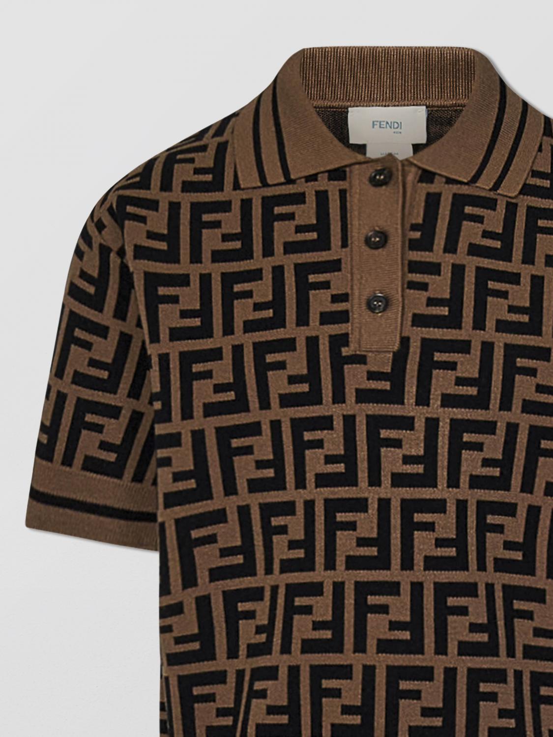 FENDI：ポロシャツ ボーイ Kids - タバコ | GIGLIO.COMオンラインの
