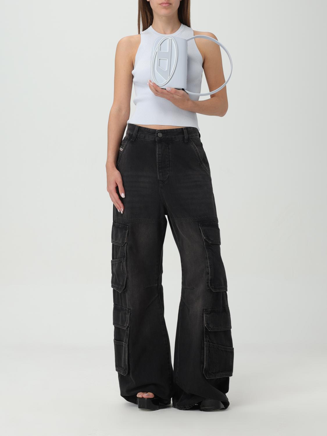 DIESEL BORSA MINI: Borsa Diesel in pelle con logo , Azzurro - Img 2