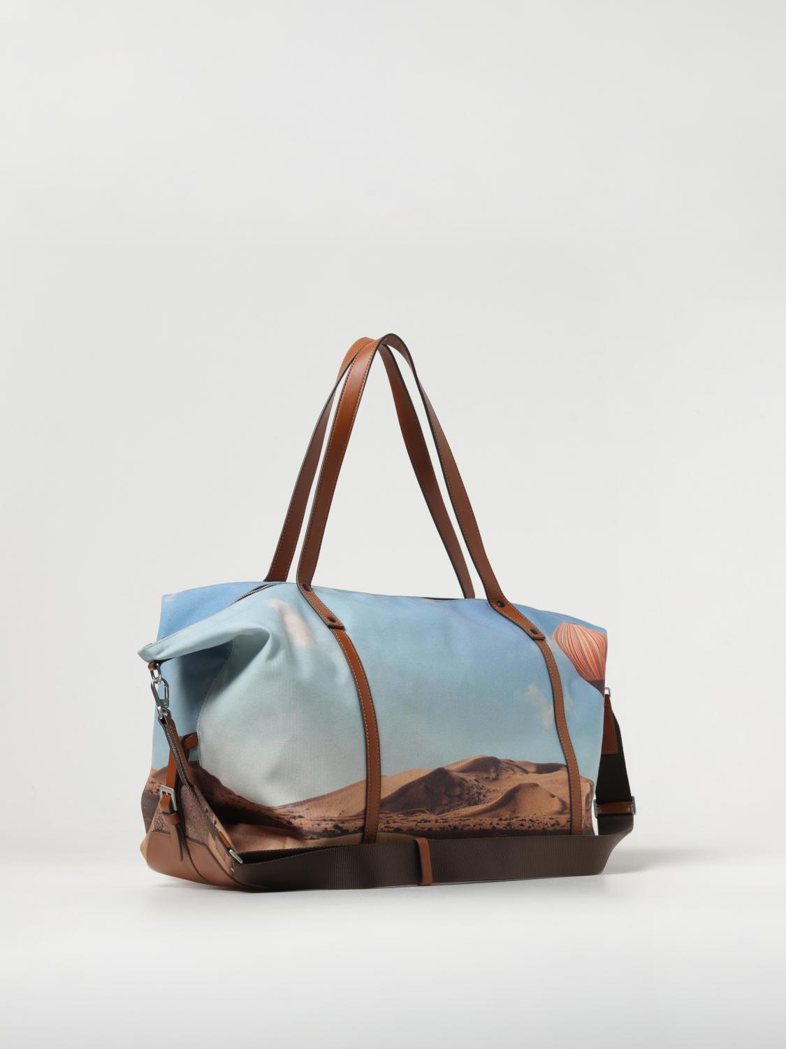 PAUL SMITH: Borsone da viaggio in tessuto stampato e pelle