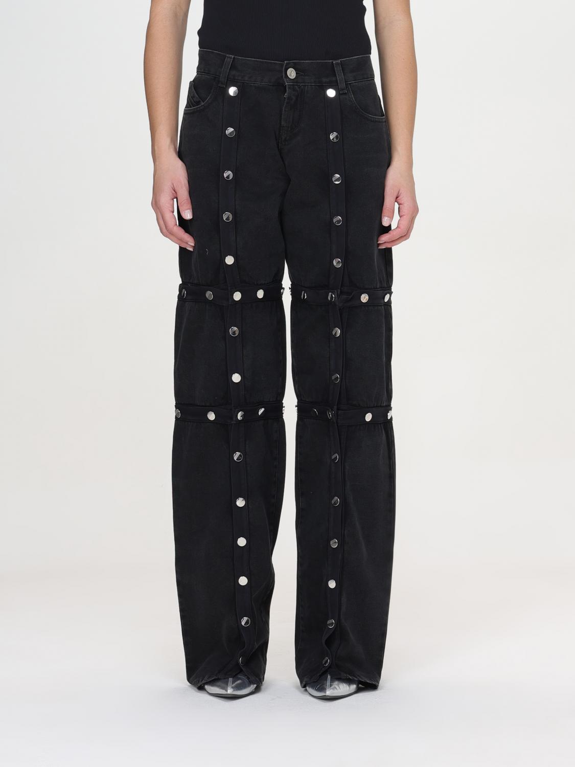 THE ATTICO JEANS: Jeans The Attico in denim con borchie , Nero - Img 1