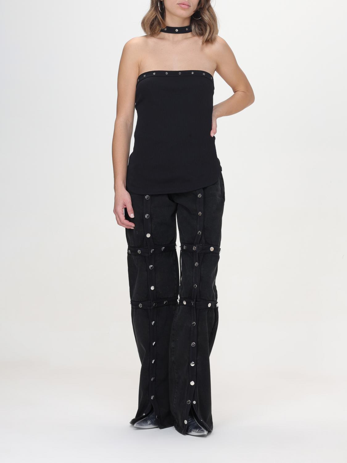 THE ATTICO JEANS: Jeans The Attico in denim con borchie , Nero - Img 2