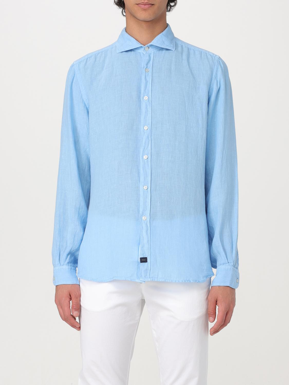 FAY CAMICIA: Camicia Fay in lino , Blue - Img 1