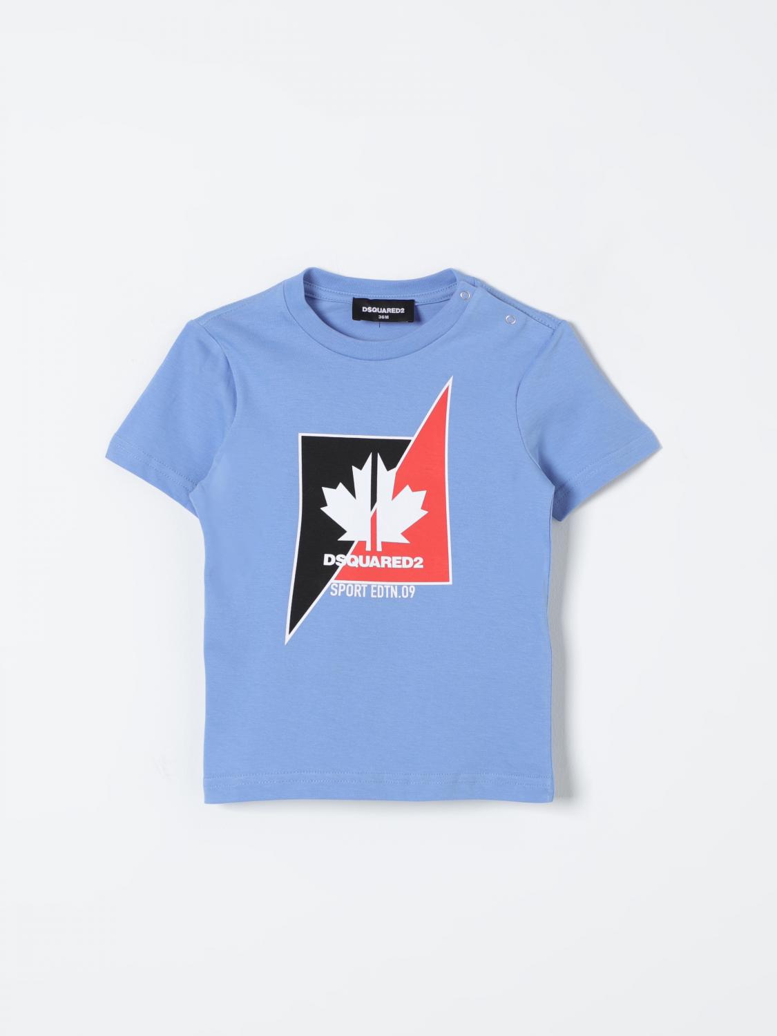 DSQUARED2: T-shirt Junior in cotone con stampa Azzurro T-Shirt