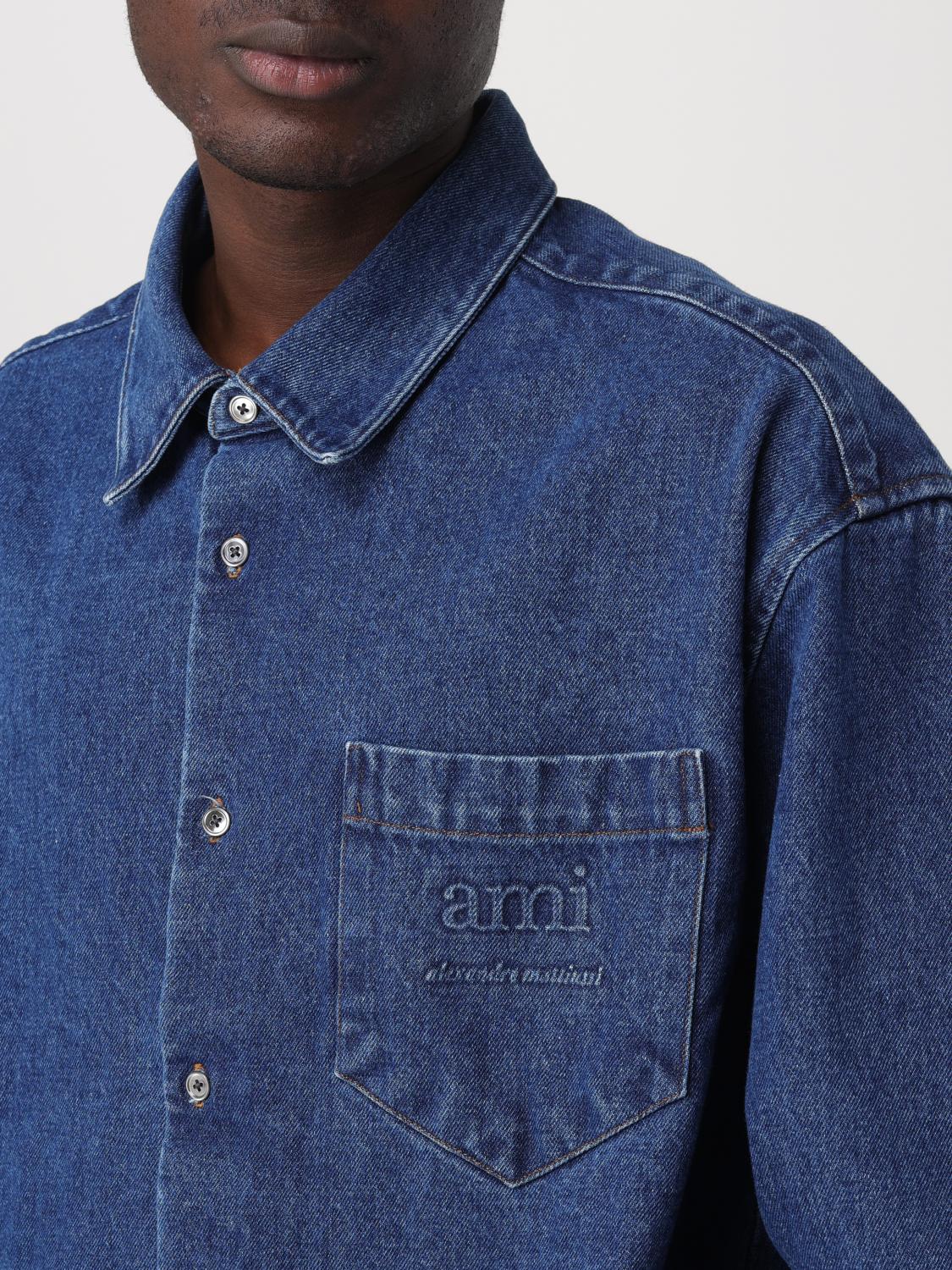 AMI PARIS CAMICIA: Camicia Ami Paris in denim di cotone , Blue - Img 4