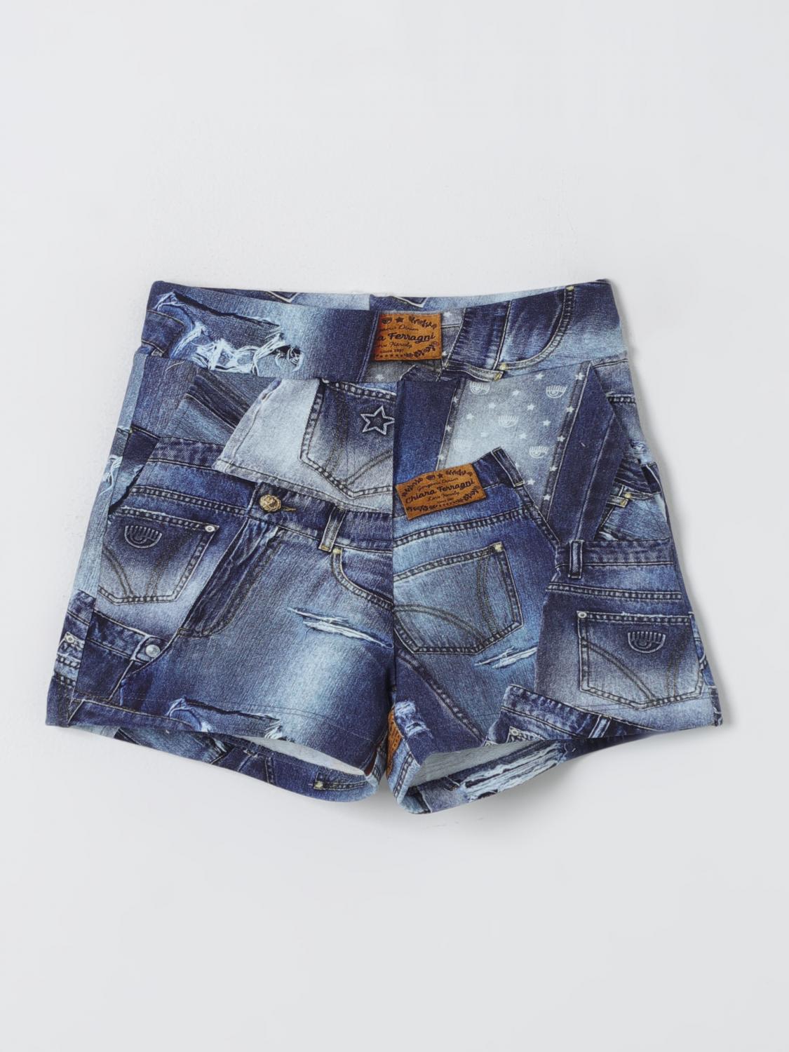 CHIARA FERRAGNI: Pants kids - Blue | Chiara Ferragni shorts