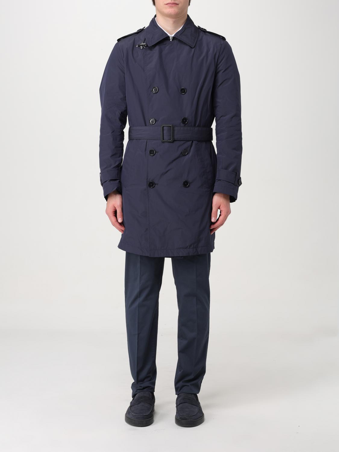 FAY TRENCH: Trench a doppiopetto Fay in Nylon Memory, Blue - Img 1