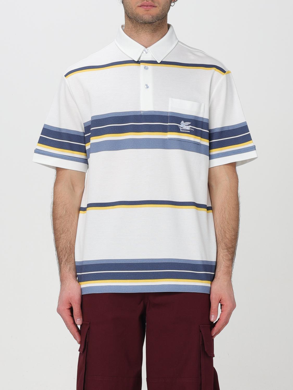 ETRO POLO: Polo Etro in piquet di cotone con motivo a righe , Avorio - Img 1