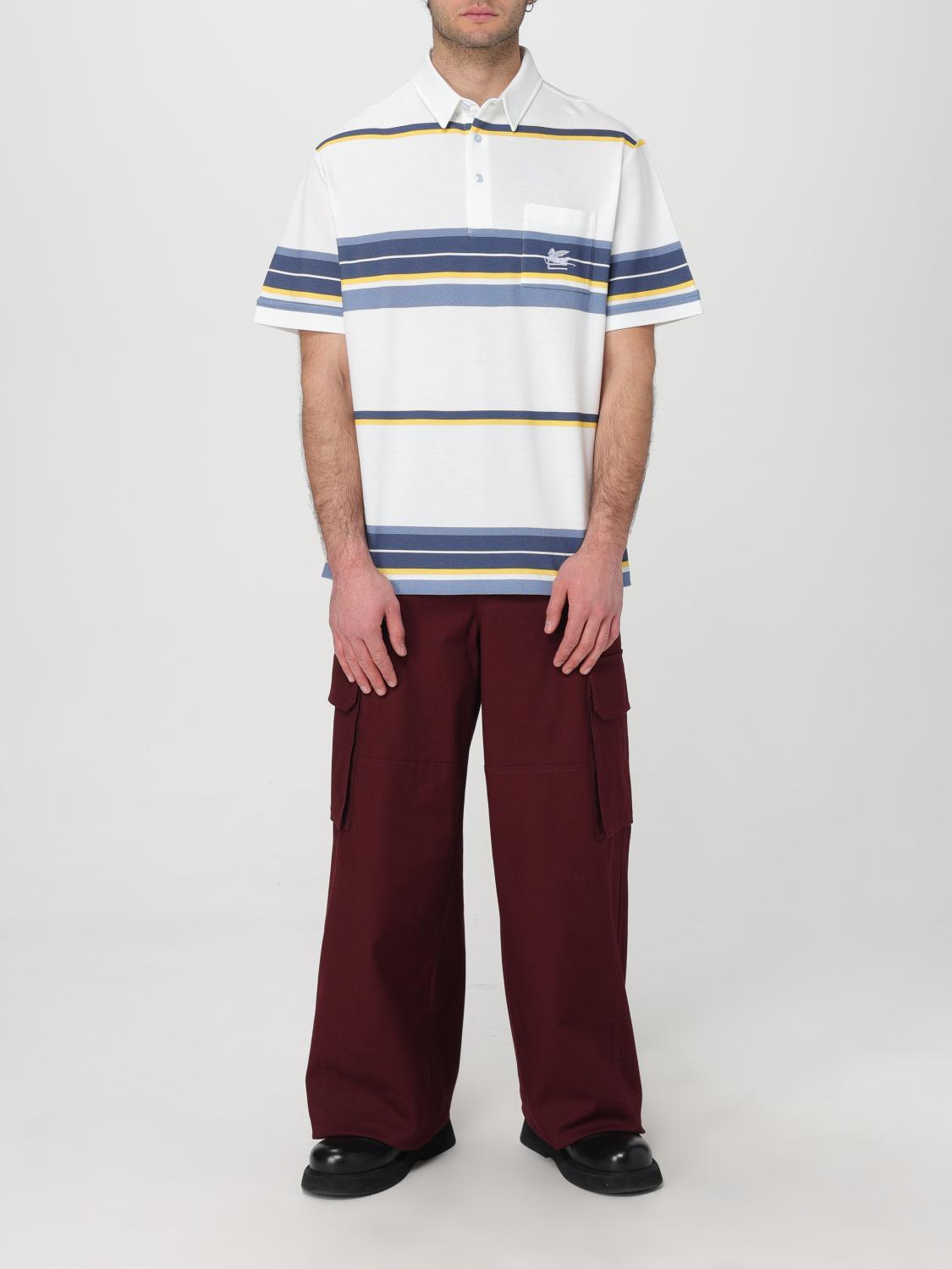 ETRO POLO: Polo Etro in piquet di cotone con motivo a righe , Avorio - Img 2