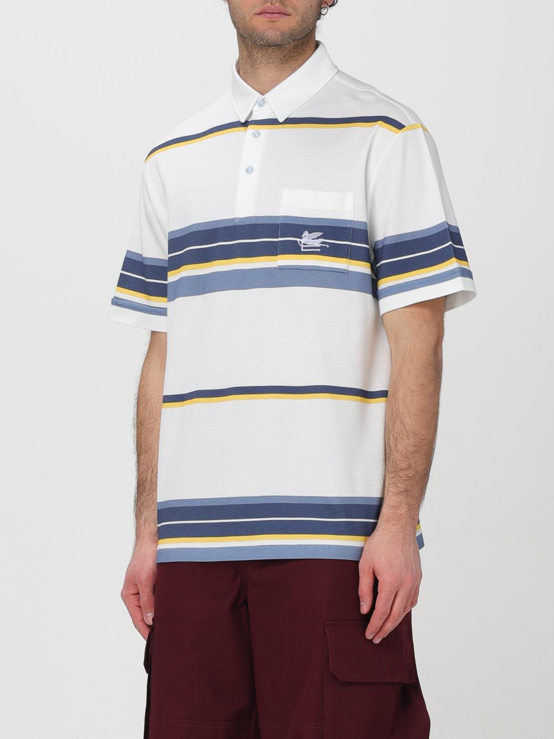 ETRO POLO: Polo Etro in piquet di cotone con motivo a righe , Avorio - Img 4
