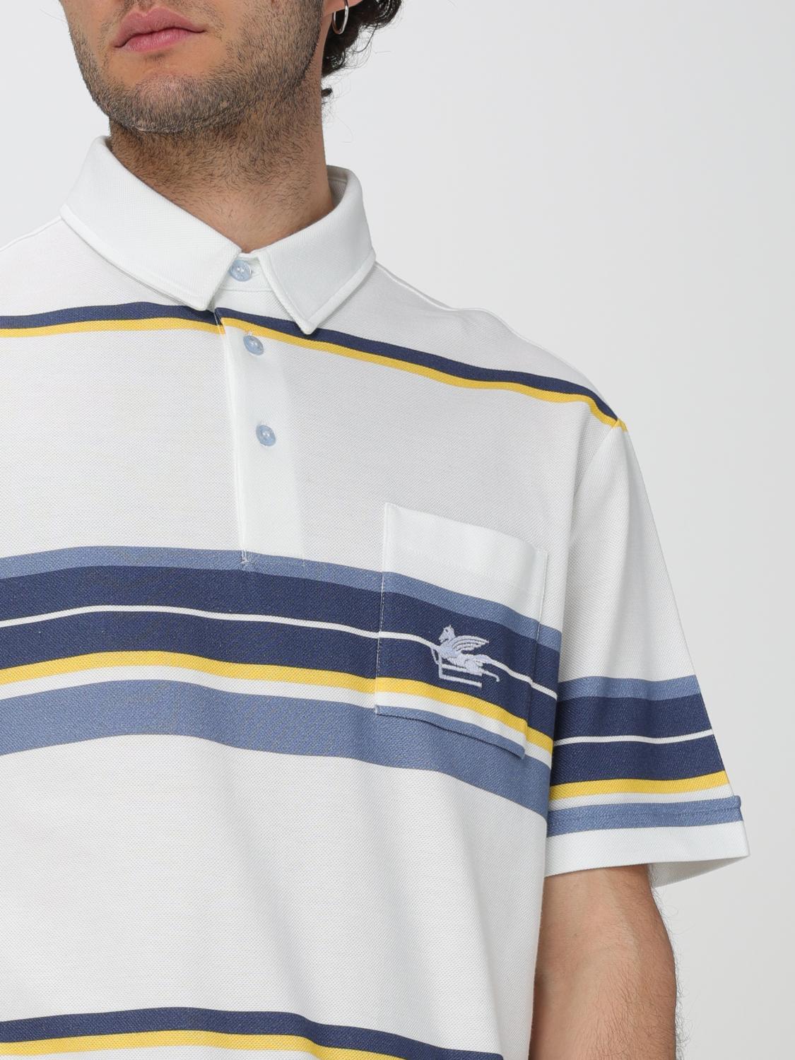 ETRO POLO: Polo Etro in piquet di cotone con motivo a righe , Avorio - Img 5
