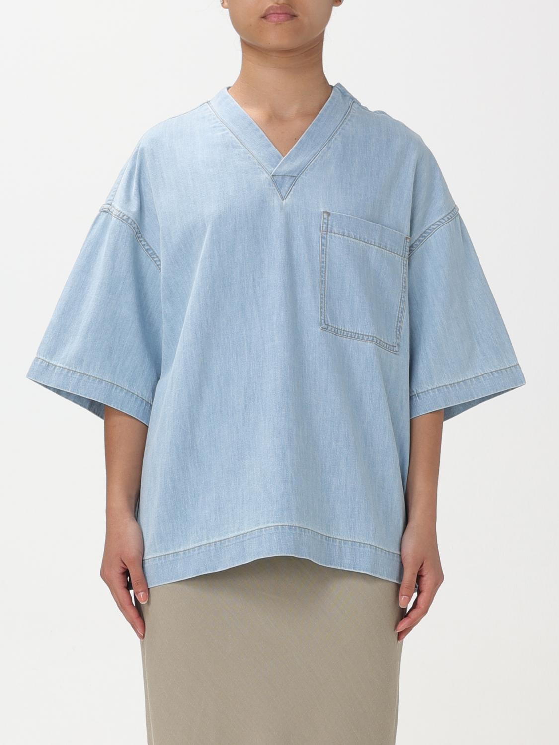 BOTTEGA VENETA T-SHIRT: T-shirt over Bottega Veneta in denim , Denim - Img 1