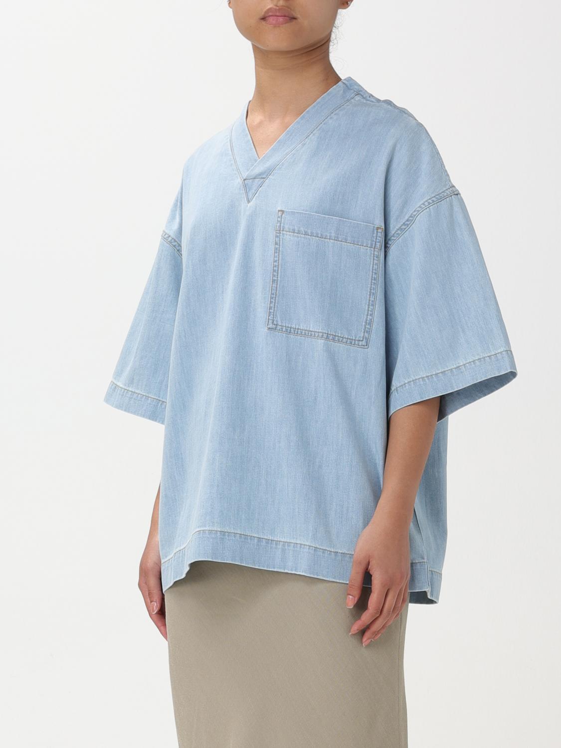 BOTTEGA VENETA T-SHIRT: T-shirt over Bottega Veneta in denim , Denim - Img 4