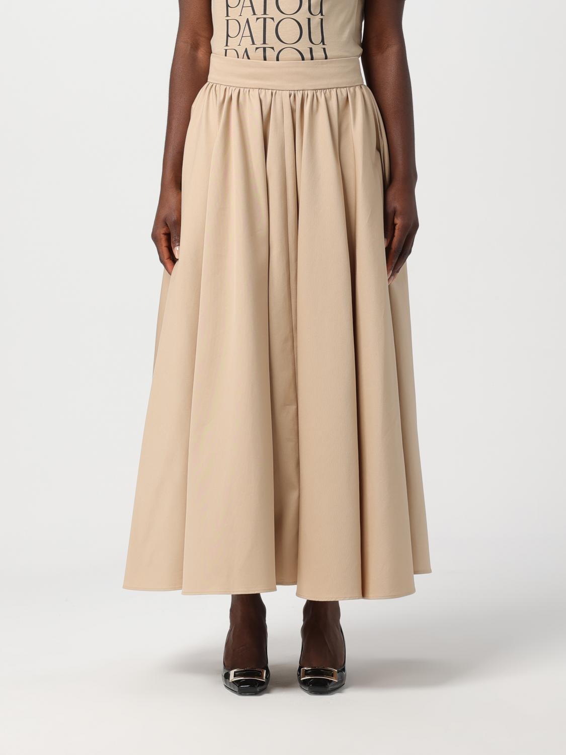 スカート PATOU Women Skirts SK0690189115B Beige Gathered cotton gabardine midi skirt in beige - Patou