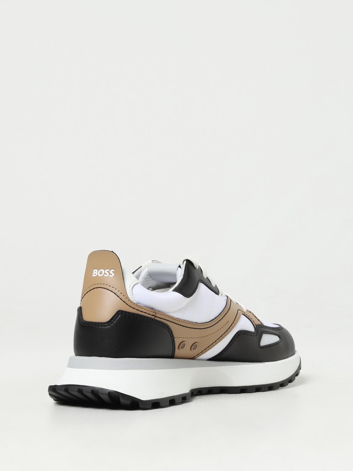 BOSS SNEAKERS: Sneakers Boss in pelle e nylon, Nero - Img 3