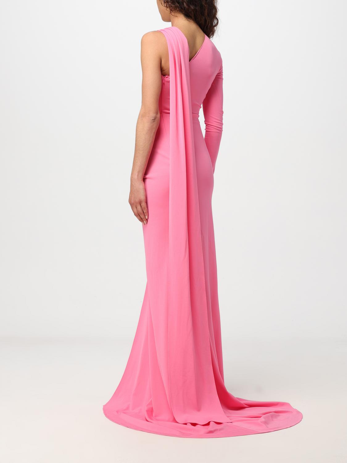 david koma pink dress David Koma Ruched Knot One Sleeve Hem Gown in Pink