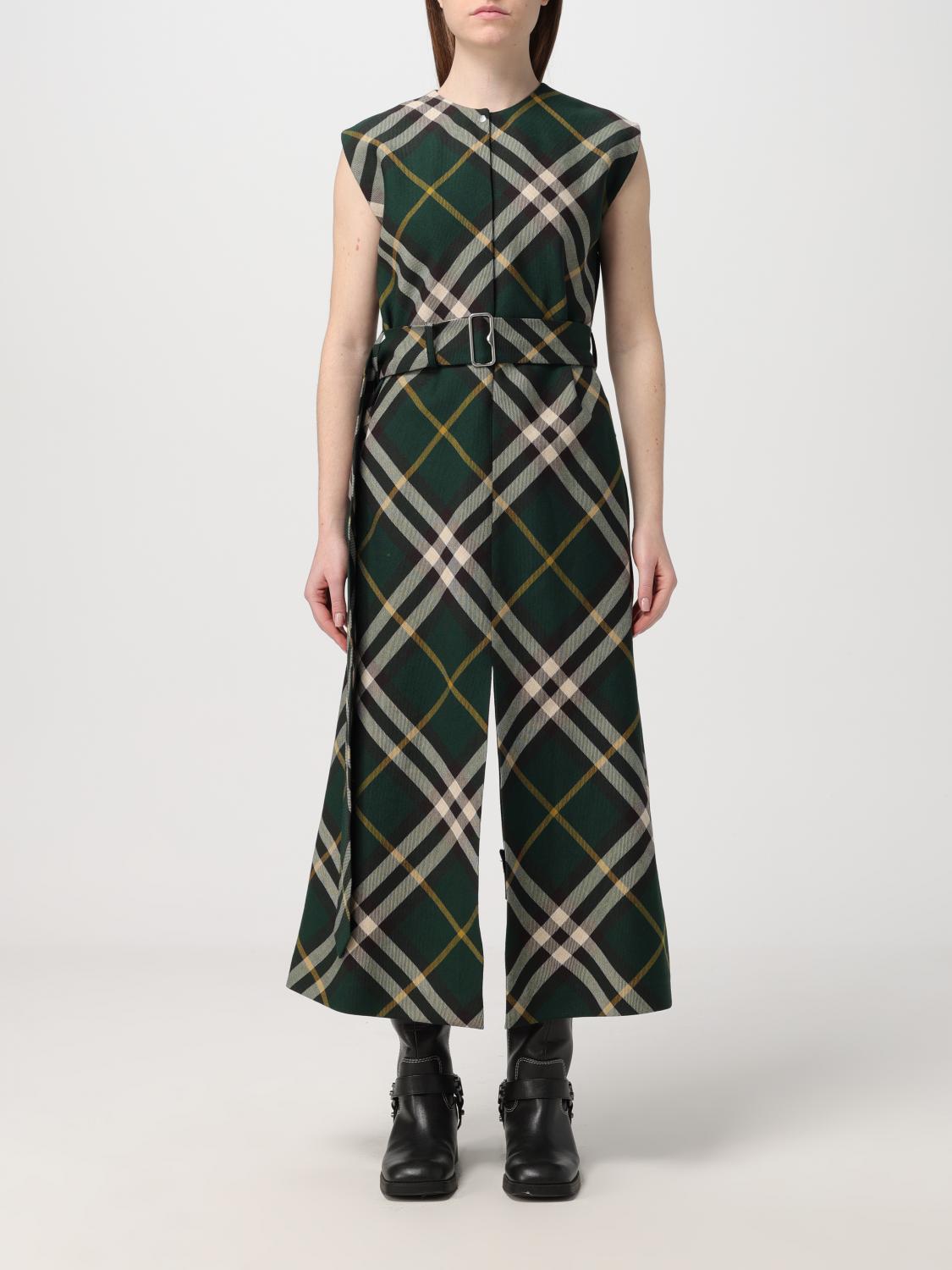 green plaid burberry dress Burberry Check wool-blend midi dress in green - Burberry