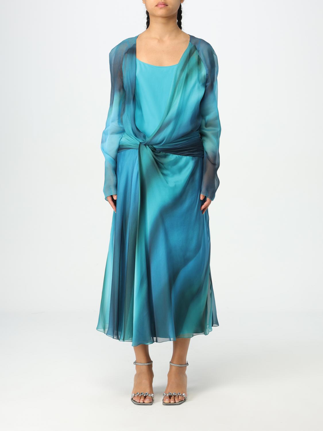 alberta ferretti green dress Green Linen Silk Muslin Dress by Alberta Ferretti Elilhaam