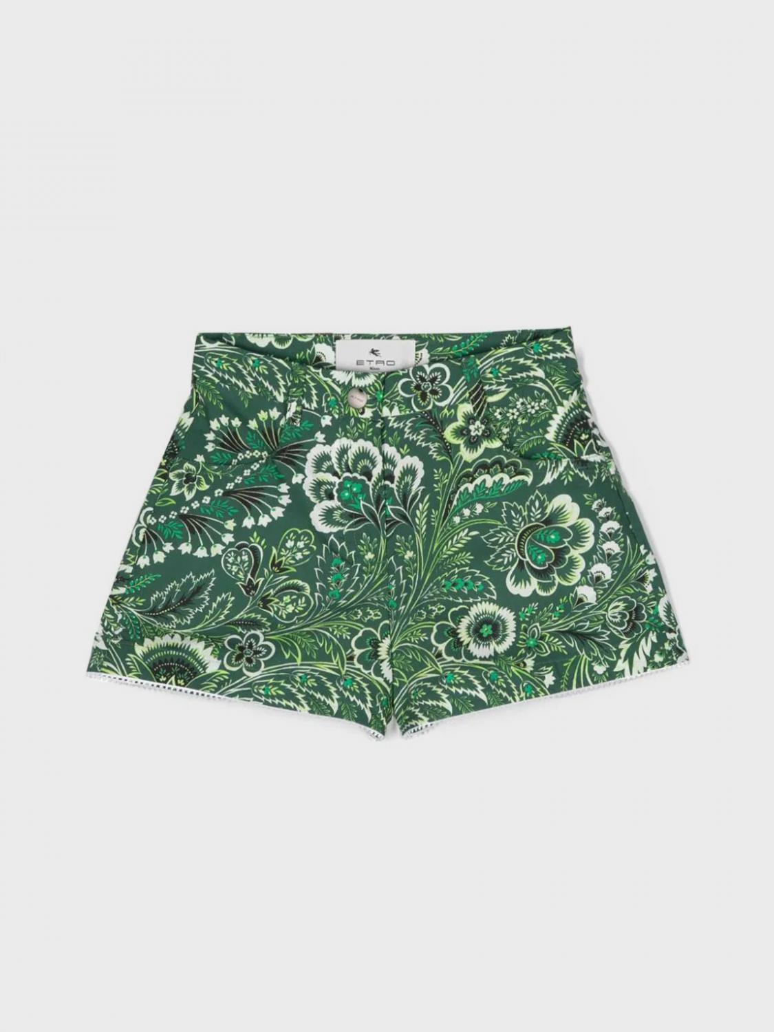 ETRO PANTALONCINI: Pantaloncino Etro in cotone con stampa Paisley , Verde - Img 1