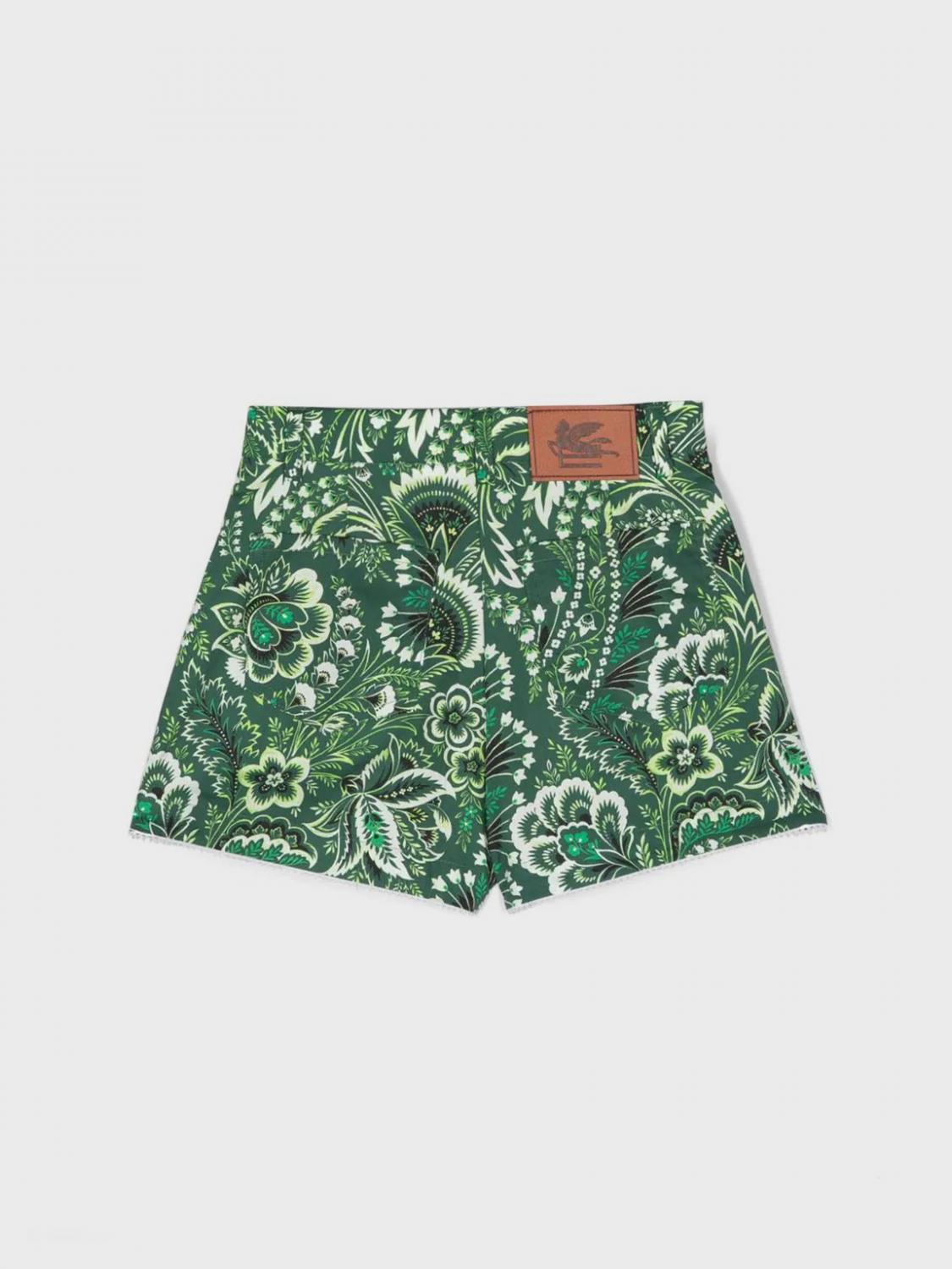 ETRO PANTALONCINI: Pantaloncino Etro in cotone con stampa Paisley , Verde - Img 2