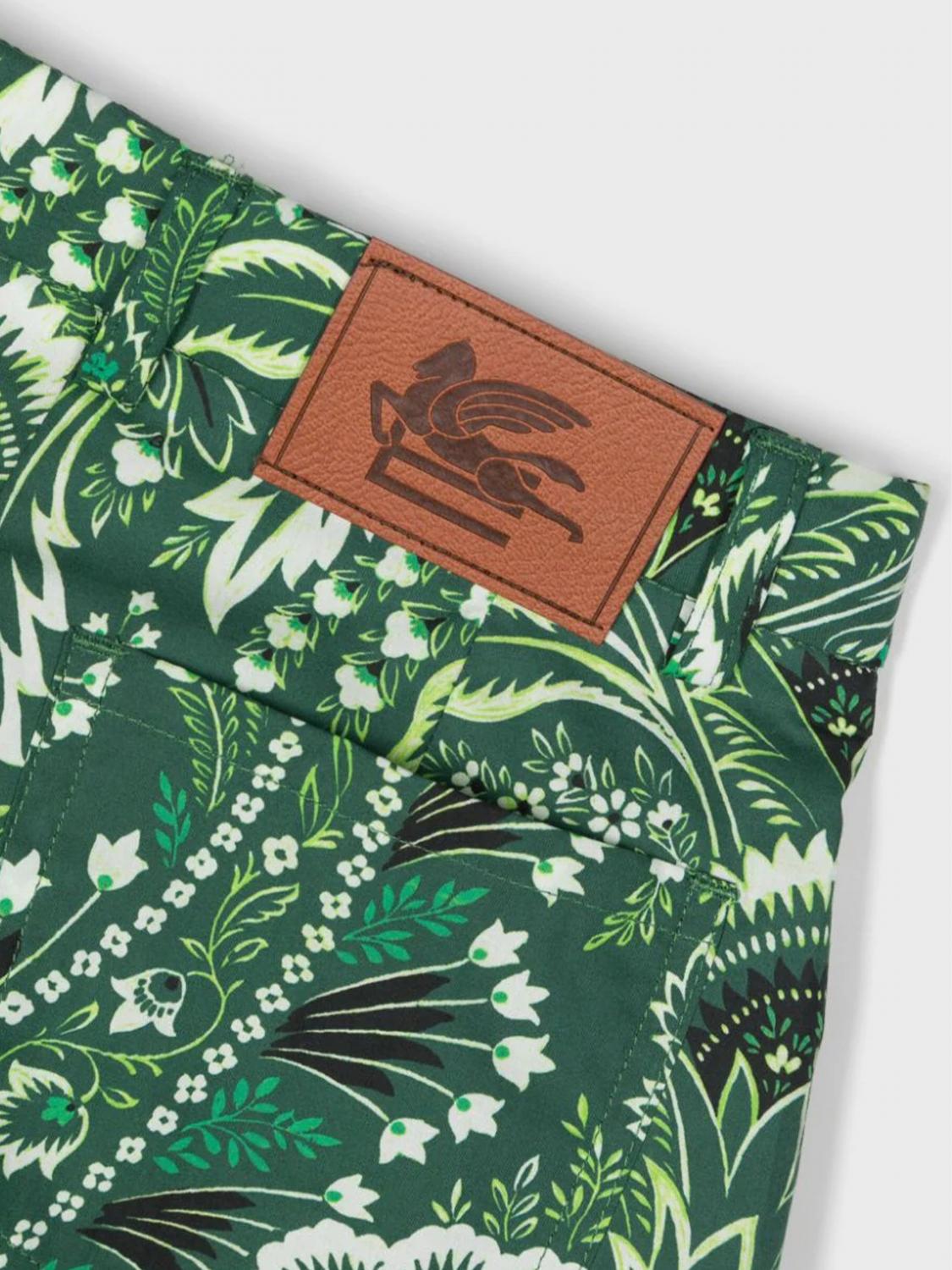 ETRO PANTALONCINI: Pantaloncino Etro in cotone con stampa Paisley , Verde - Img 3