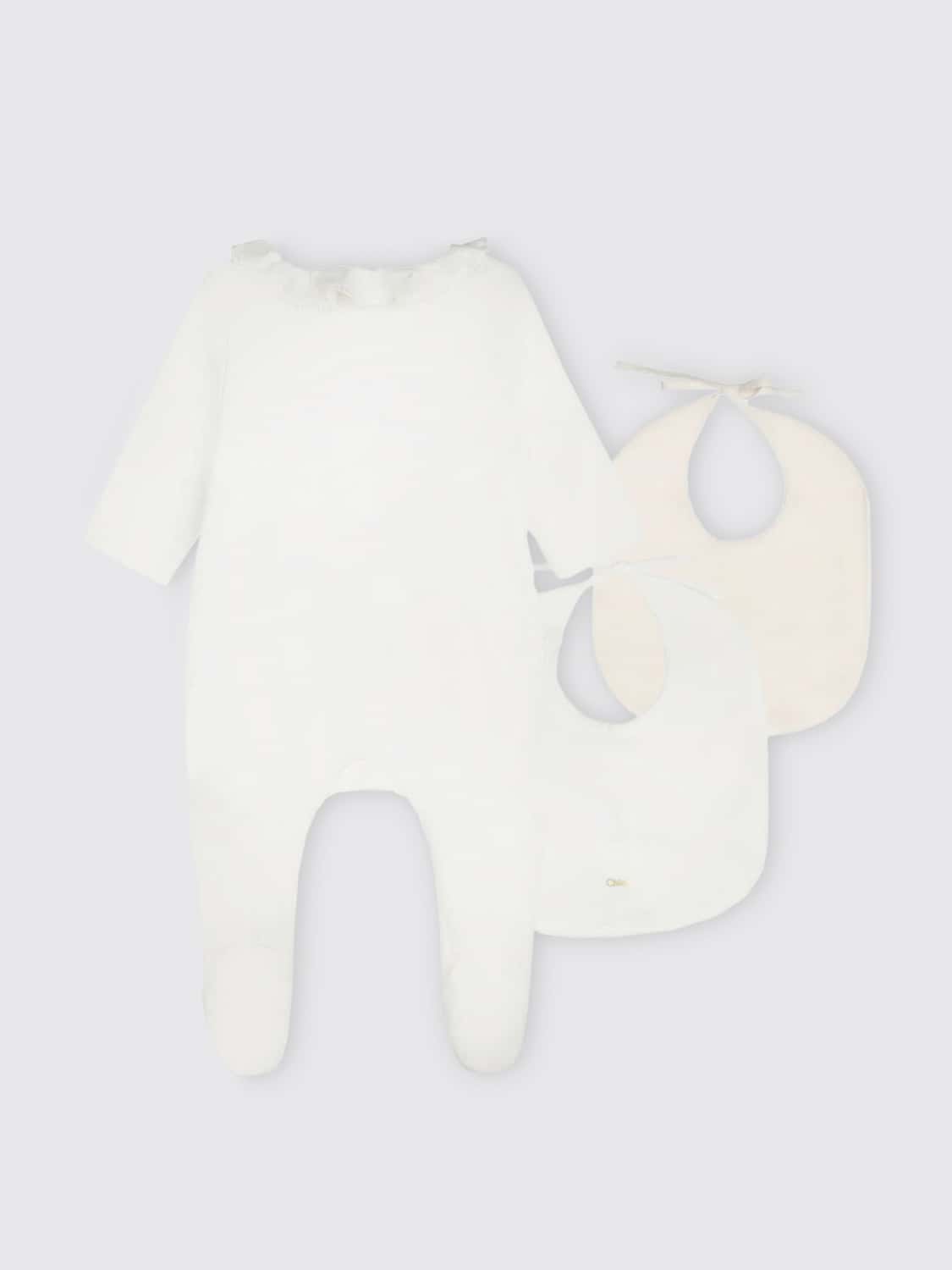 CHLOÉ: Chloé romper + bibs set - White | Chloé pack C20156 online at ...