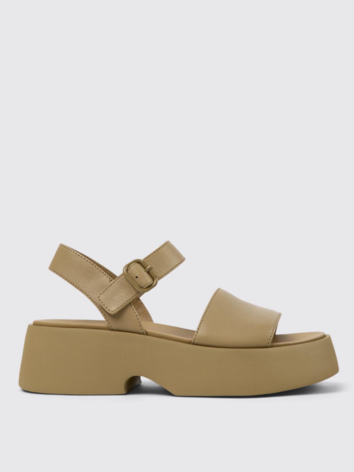 CAMPER: Sandalo Tasha in pelle Marrone Sandali Basso Camper