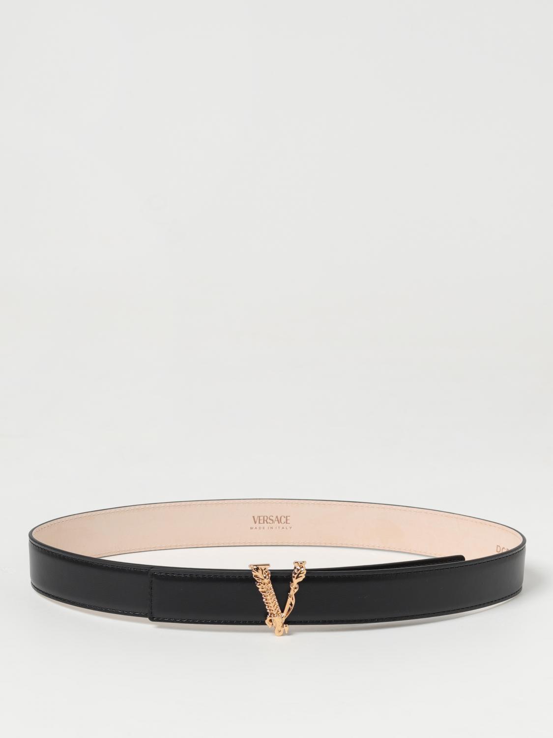 VERSACE CINTURA: Cintura Virtus Versace in pelle , Nero - Img 1
