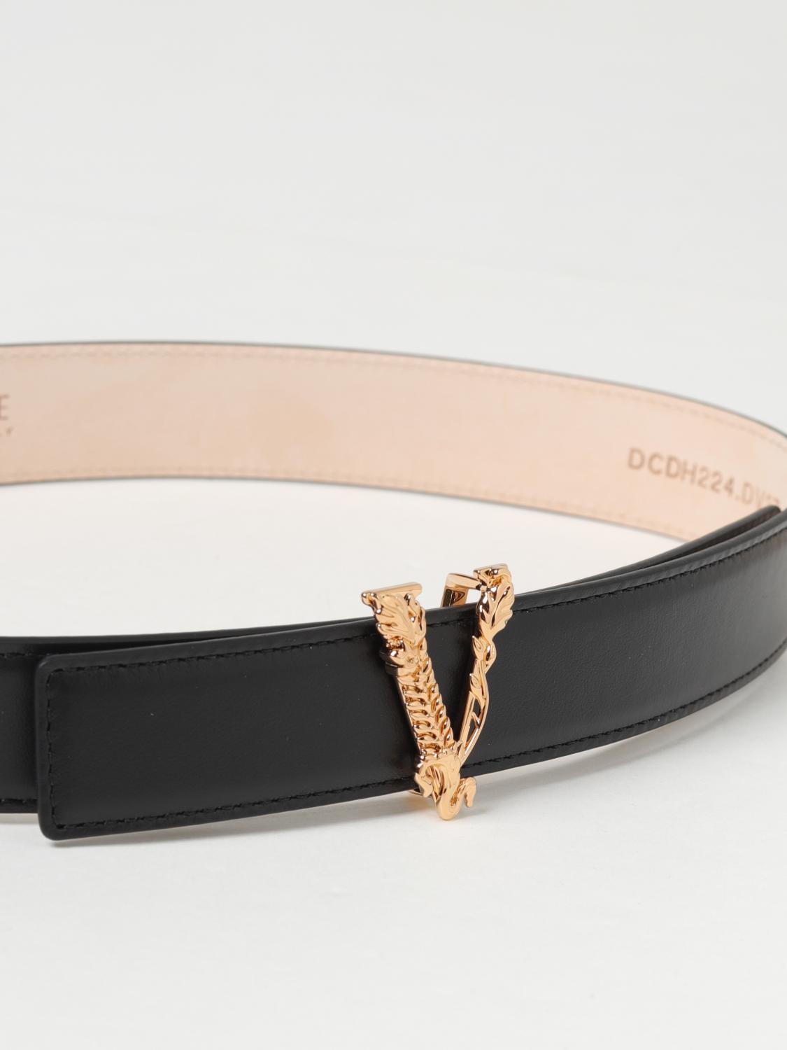 VERSACE CINTURA: Cintura Virtus Versace in pelle , Nero - Img 2