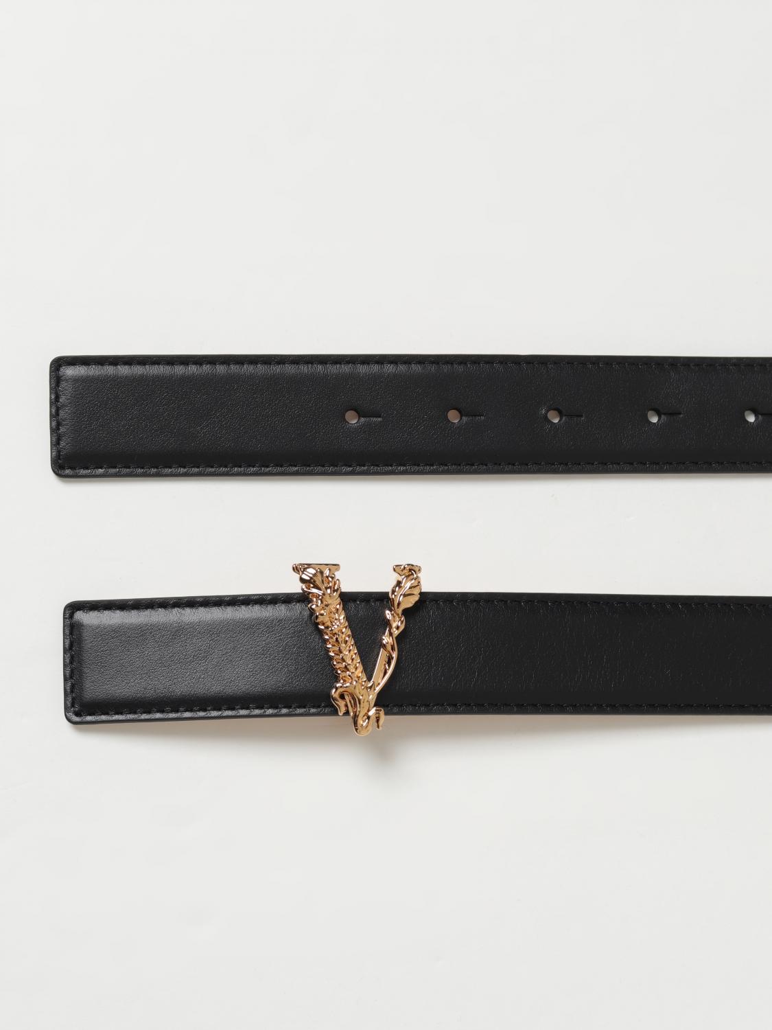 VERSACE CINTURA: Cintura Virtus Versace in pelle , Nero - Img 3