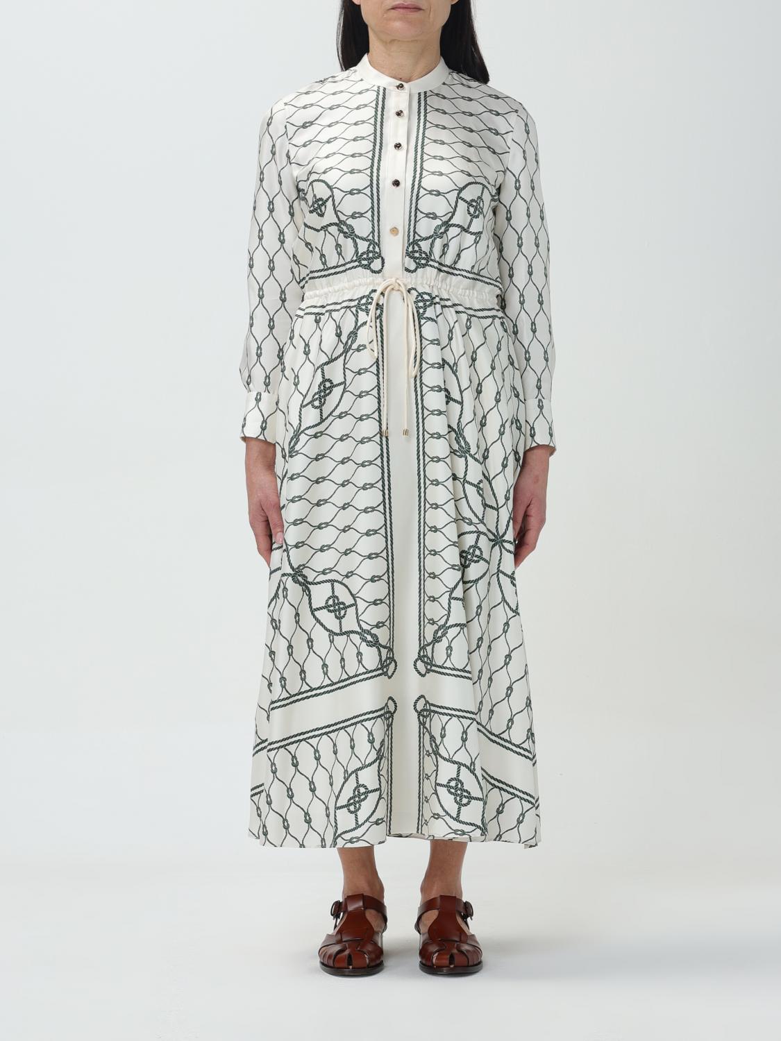 green emerald velvet dress Tory Burch Printed Midi Dress Green