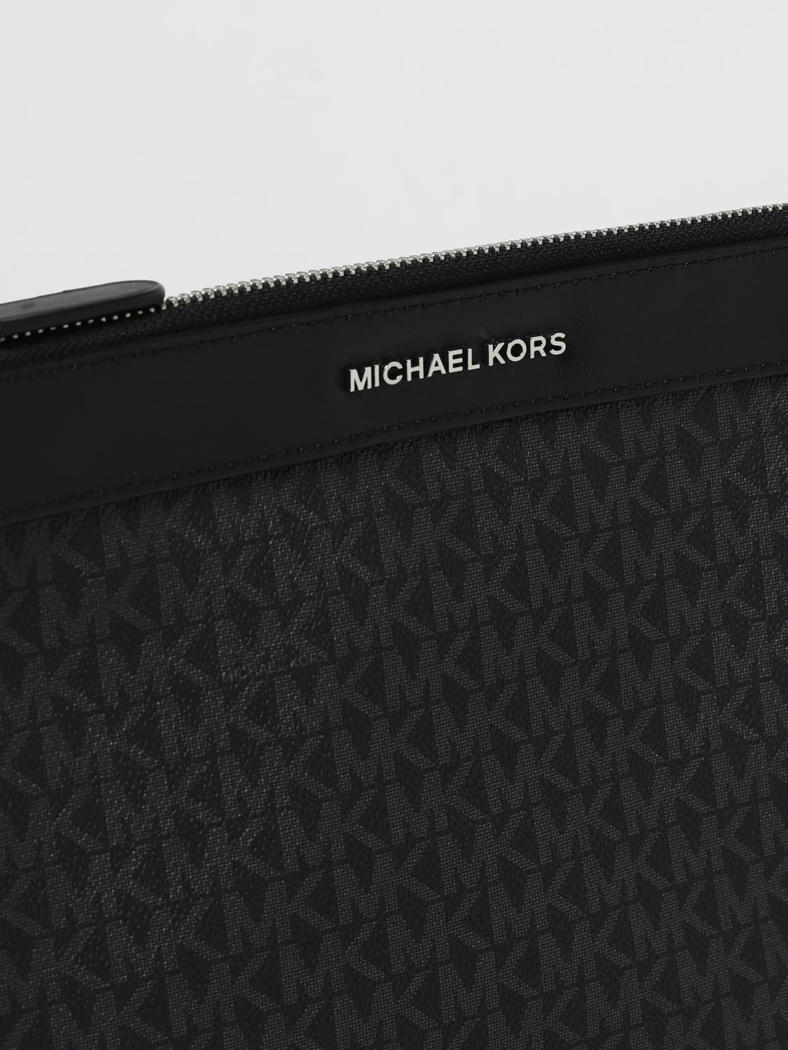MICHAEL KORS PORTADOCUMENTI: Clutch Michael Kors in tessuto spalmato e pelle, Nero - Img 3