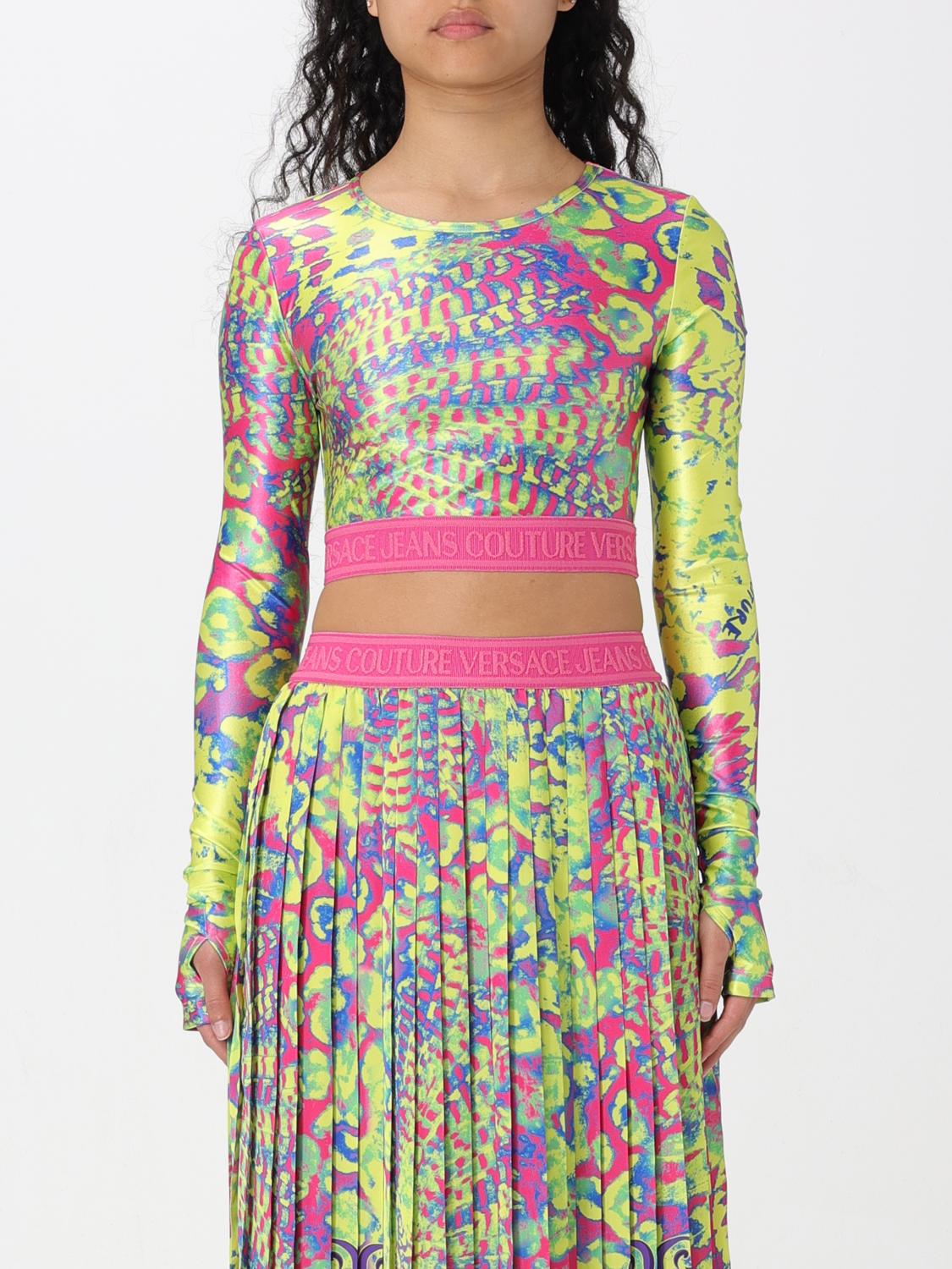 VERSACE JEANS COUTURE TOP: Top Versace Jeans Couture in tessuto stretch stampato , Fantasia - Img 1