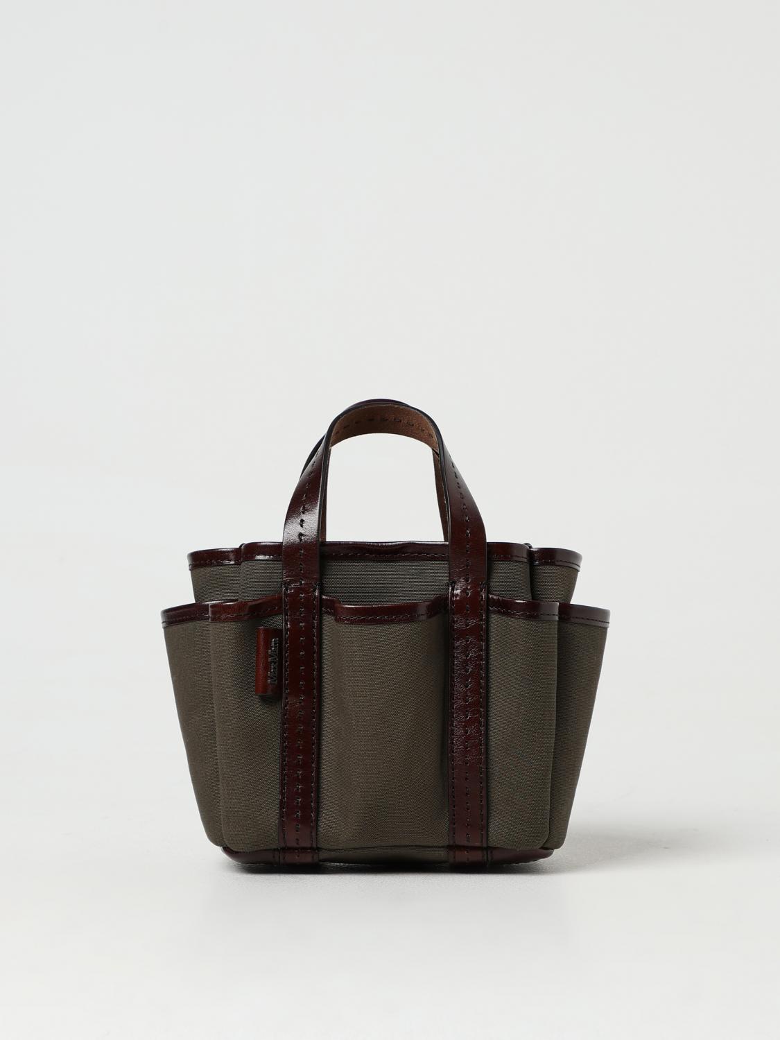 MAX MARA BORSA MINI: Borsa Garden Max Mara in canvas e pelle, Verde - Img 1