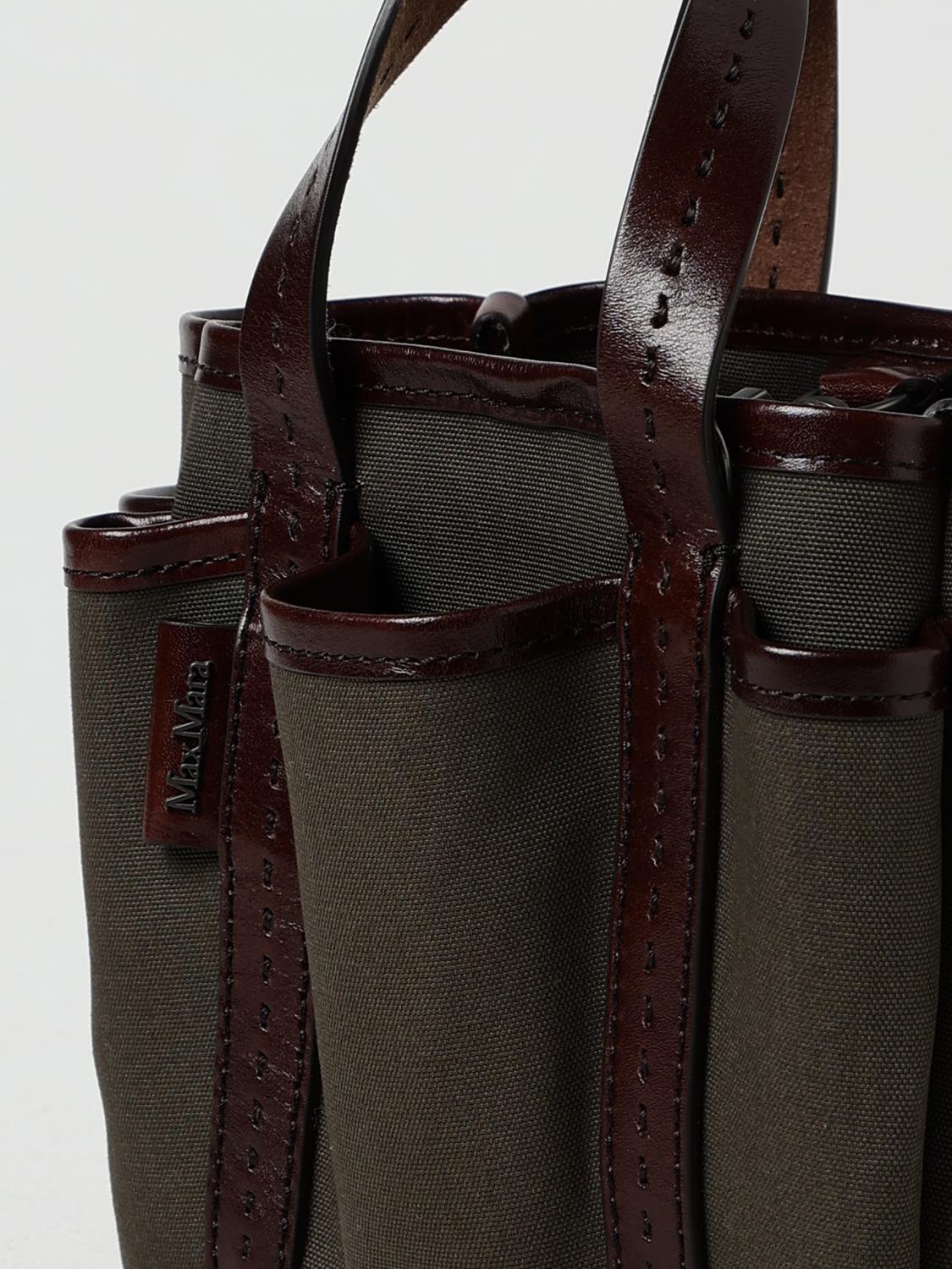 MAX MARA BORSA MINI: Borsa Garden Max Mara in canvas e pelle, Verde - Img 4
